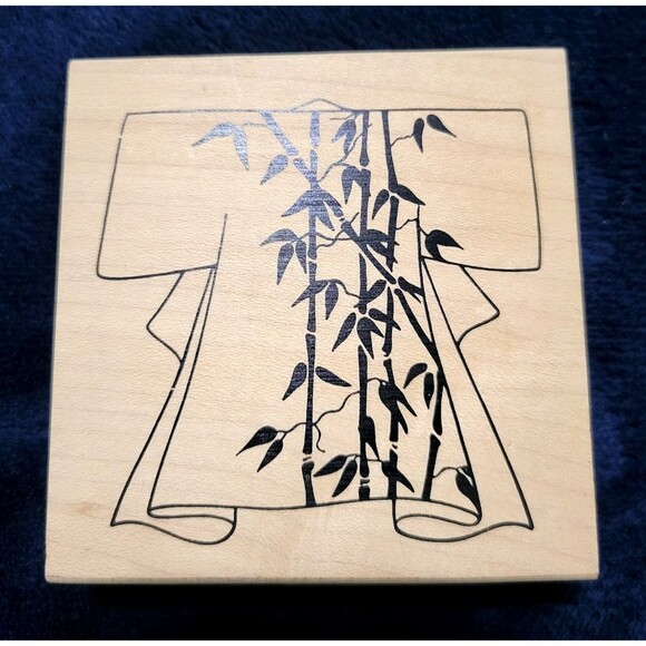 Kimono Asian Bamboo Rubber Stamp JudiKins 2295H Wood Mount Crafting 3.62 x 3.5 - Picture 3 of 16